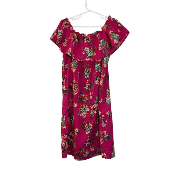 Primark Girls Dress Size Large 11-12 Years Hot Pink Floral Tropical Patterned - Picture 3 of 3